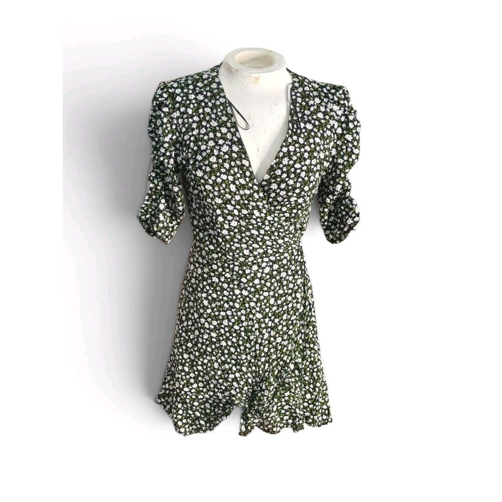 Mi Ami for Francesca's Floral Romper Women's Size S Black White Ditsy Daisy